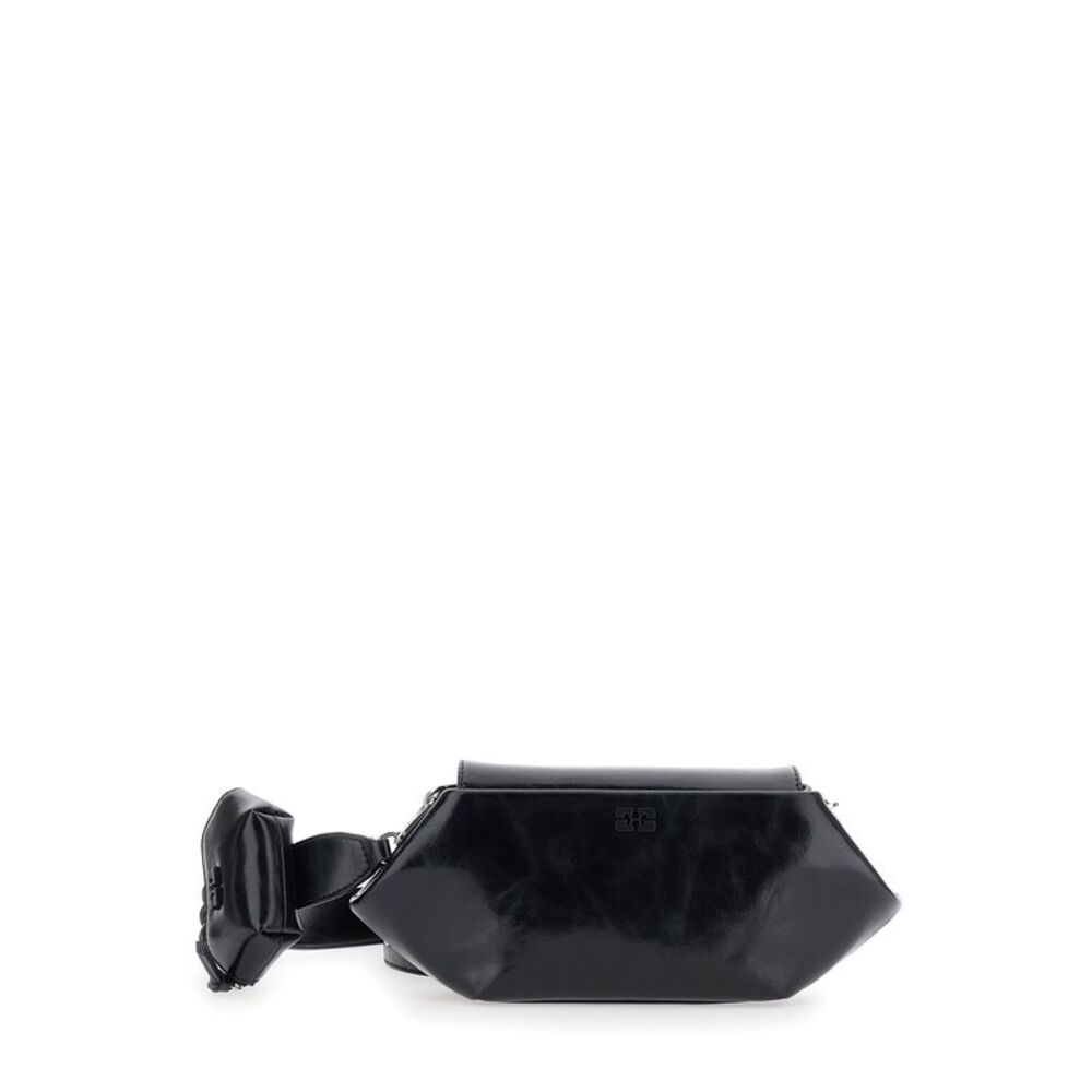 Ganni Women Shoulder Bag With Triomphe Plate In Black Leather For Women